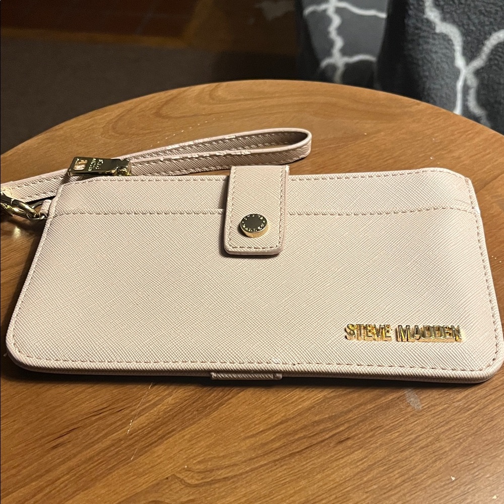 Steve Madden Light Pink Wristlet with Gold Accents